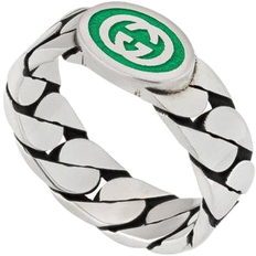 Gucci Men Jewellery Gucci Interlocking G Ring - Silver/Green