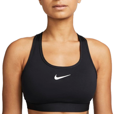 Stretch BH'er Nike Swoosh Medium Support Women's Padded Sports Bra - Black/White