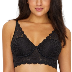 Lightly Lined Convertible Lace Bralette - Black