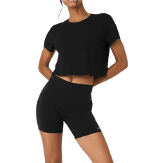 Yoga T-shirts Alo Cropped All Day Short Sleeve - Black