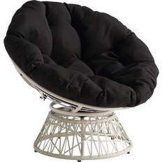 Beige Lounge Chairs OSP Home Furnishings ‎BF29296CM-BK Wicker Papasan Cream Frame/Black Cushion Lounge Chair 35.2"