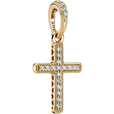 Pandora Gold Charms & Pendants Pandora Sparkling Cross Pendant - Gold/Transparent