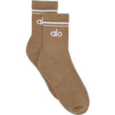 Brown - Men Underwear Alo Unisex Half-Crew Throwback Sock - Gravel/White