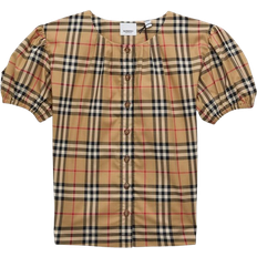 Long Sleeves Blouses & Tunics Children's Clothing Burberry Kid's Check Stretch Cotton Blouse - Archive Beige