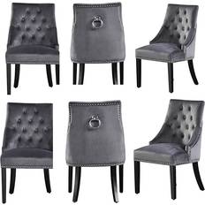 P&N Homewares Upholstered Accent Grey Chaise de Cuisine 94cm 6pcs