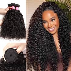 Real Hair Stick Hair Extensions Sunber Jerry Curly Wave Brazilian Virgin Hair Black 16inch 3 Bundles