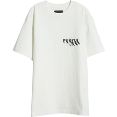 Purple Oversize Heavyweight Graphic T-shirt - White