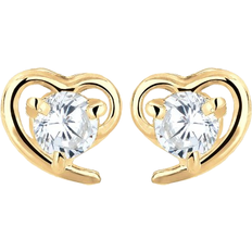 Elli Heart Stud Earrings - Gold/Transparent