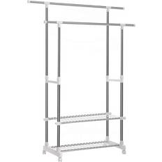 Casters Hallway Furniture & Accessories Songmics Steel-Coated Iron Tube White Shoe Rack 154x172cm