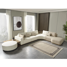 JVMoebel L Shaped White Sofa 340cm 6 Seater