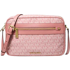 Michael Kors Jet Set Large Signature Logo Print Woven Crossbody Bag - Sunset Rose