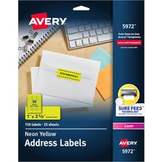 Yellow Label Makers & Labeling Tapes Avery Neon Address Labels with Sure Feed 1"x2 5/8" 750-pack