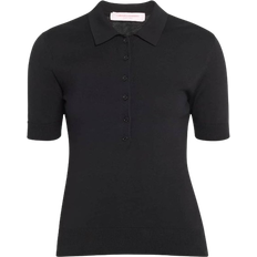 Polyamide - Women Polo Shirts Carolina Herrera Button-Front Knit Polo Top - Black