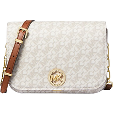 Michael Kors Delancey Medium Empire Signature Logo Messenger Bag - Vanilla/Luggage