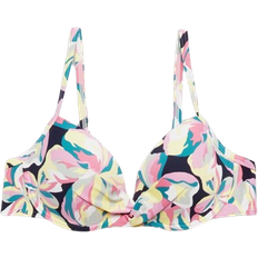 Bügel Bikinis Esprit Padded Underwired Bikini Top with a Floral Print - Navy