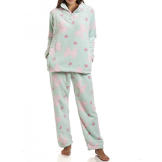 Green - Women Pyjamas Camille Women's Supersoft Heart & Bow Embossed Pyjama Set - Green