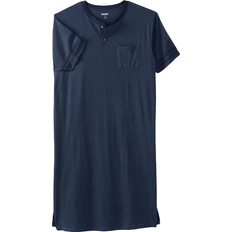 KingSize Short Sleeve Henley Nightshirt - Heather Navy