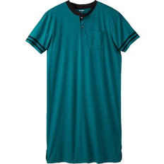 KingSize Short Sleeve Henley Nightshirt - Heather Teal