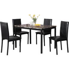 Marble - Rectangle Dining Sets Roundhill Furniture Citico Black Dining Set 30x48" 5