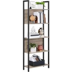 Beige Shelves Vasagle 5-Tier Greige/Black Book Shelf 65"