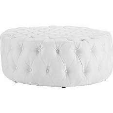 modway Amour White Vinyl Pouffe 16.5"