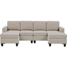 Polyester Sofas Latitude Run Sectional Beige Polyester Blend Sofa 101" 3 4 Seater