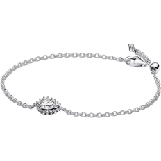 Pandora Argent Bracelets Pandora Sparkling Pear Halo Chain Bracelet - Silver/Transparent