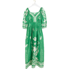 River Island Puff Sleeve Swing Maxi Dress - Green