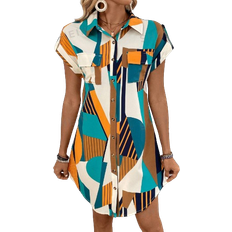 Shein LUNE Women's Geometric Print Shirt Dress