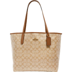 Coach City Tote Bag In Signature Canvas - Gold/Lt Khaki/Lt Saddle