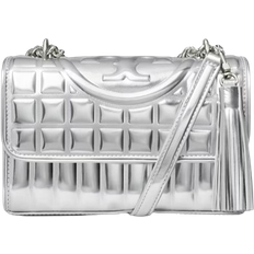 Tory Burch Small Fleming Metallic Quilt Convertible Shoulder Bag - Silver