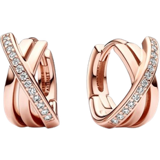 Pandora Roségoldauflage Ohrringe Pandora Crossover Pavé Hoop Earrings - Rose Gold/Transparent