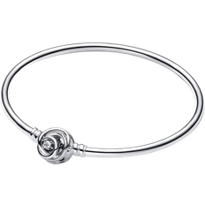 Pandora Silver Bracelets Pandora Moments Encircled Clasp Bangle - Silver/Transparent