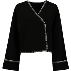 V-udskæring Jakker Gina Tricot Blanket Stitch Jacket - Black