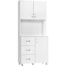 White Storage Cabinets Homcom Kitchen Cupboard White Storage Cabinet 80x183.5cm