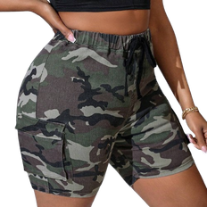 Cargoshorts - Multifarvet Shein SXY Women Plus Size High Waisted Slim Fit Sexy Camo Cargo Denim Shorts