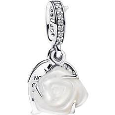 Wit Sieraden Pandora Bloom Double Dangle Charm - Silver/Mother of Pearl/Transparent