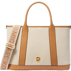 Michael Kors Luisa Medium Cotton Canvas Satchel - Pale Peanut