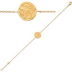 Matte - Women Bracelets Les Tresors De Lily [Q6603] Gold Plated Bracelet 'Cléopatra' matte gold mm Greek-Roman face