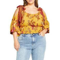 Yellow Blouses City Chic Plus Venice Top Sunflower