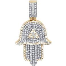 Unisex - White Gold Charms & Pendants Hamsa Baguette Diamond Pendant 1.50CT 14K Yellow -White Gold 1.8