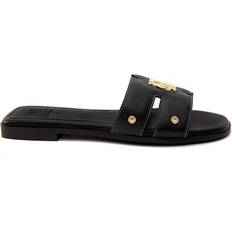 Monogram Ladies Slide in Black Leather Norton Barrie