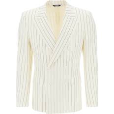 White Suits Dolce & Gabbana Pinstriped Double-Breasted Blazer Uomo