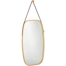 Relaxdays Oval Bamboo Natural Espejo de Pared 43.5x76.5cm