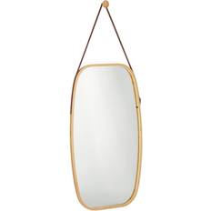 Bambu spegel Relaxdays Oval Bamboo Natural Väggspegel 43.5x76.5cm
