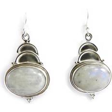 Moonstone Earrings Les Trésors de Lily [J5230] Silver Earrings 'Charms' Moonstone