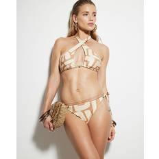 White Bikini Bottoms River Island Womens Cream Abstract Tie Side Bikini Bottoms