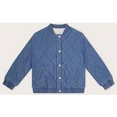 Monsoon Girls Denim Quilted Bomber Jacket Blue, Blue, 11-12 Years, Women 11-12 YEARS