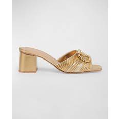 Goud - Vrouw Slippers Valentino Garavani Signature 60 Woven Leather Sandal