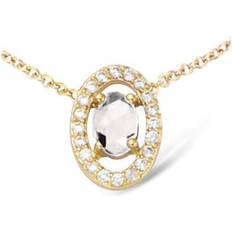 Vitt guld Halsband Les Trésors de Lily [L7080] Collier Plaqué-Or 'Sissi' blanc doré 12x8 mm